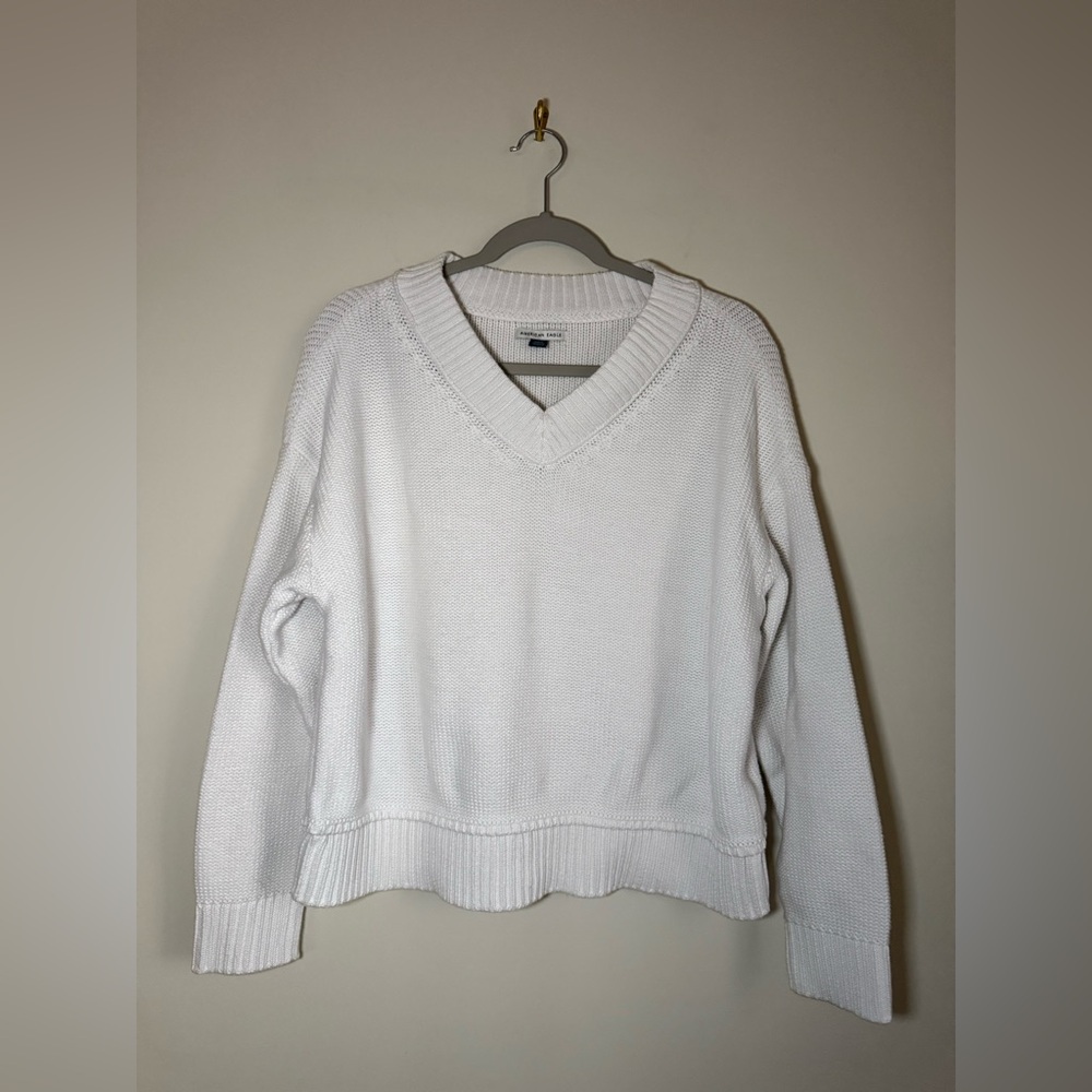 American Eagle Oversized Ivory Knit Sweater | 100% Cotton | Size M